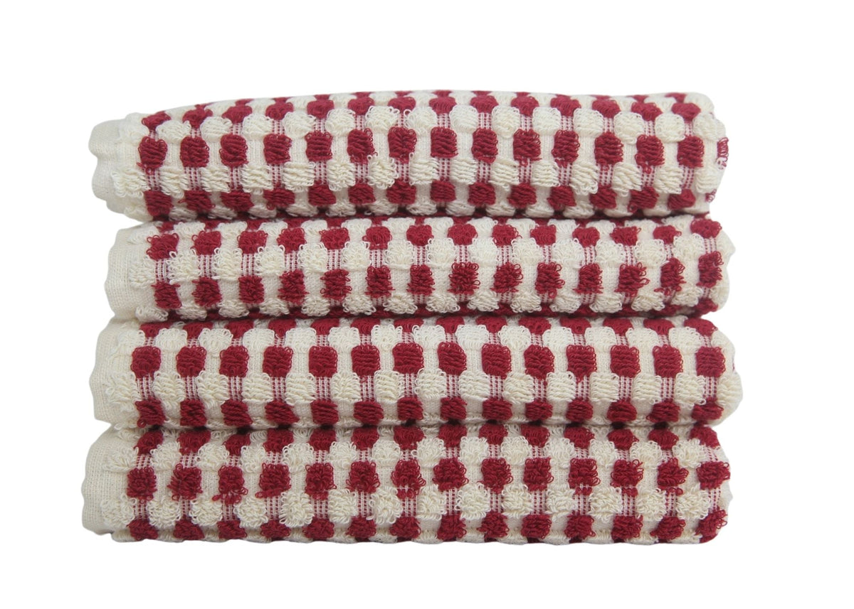 BUBBLE RED TERRY HAND TOWEL-Hand Towels-DECOROLALA