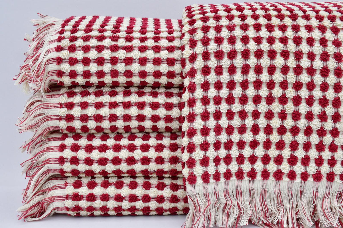 BUBBLE RED TERRY HAND TOWEL-Hand Towels-DECOROLALA