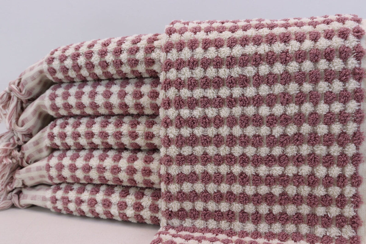 BUBBLE SALMON TERRY HAND TOWEL-Hand Towels-DECOROLALA