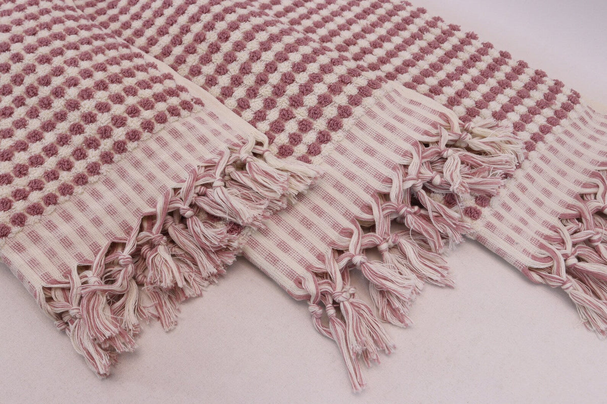 BUBBLE SALMON TERRY HAND TOWEL-Hand Towels-DECOROLALA
