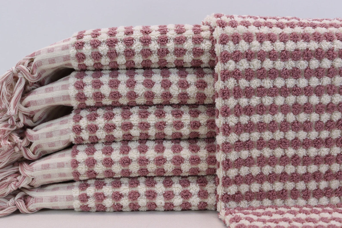 BUBBLE SALMON TERRY HAND TOWEL-Hand Towels-DECOROLALA