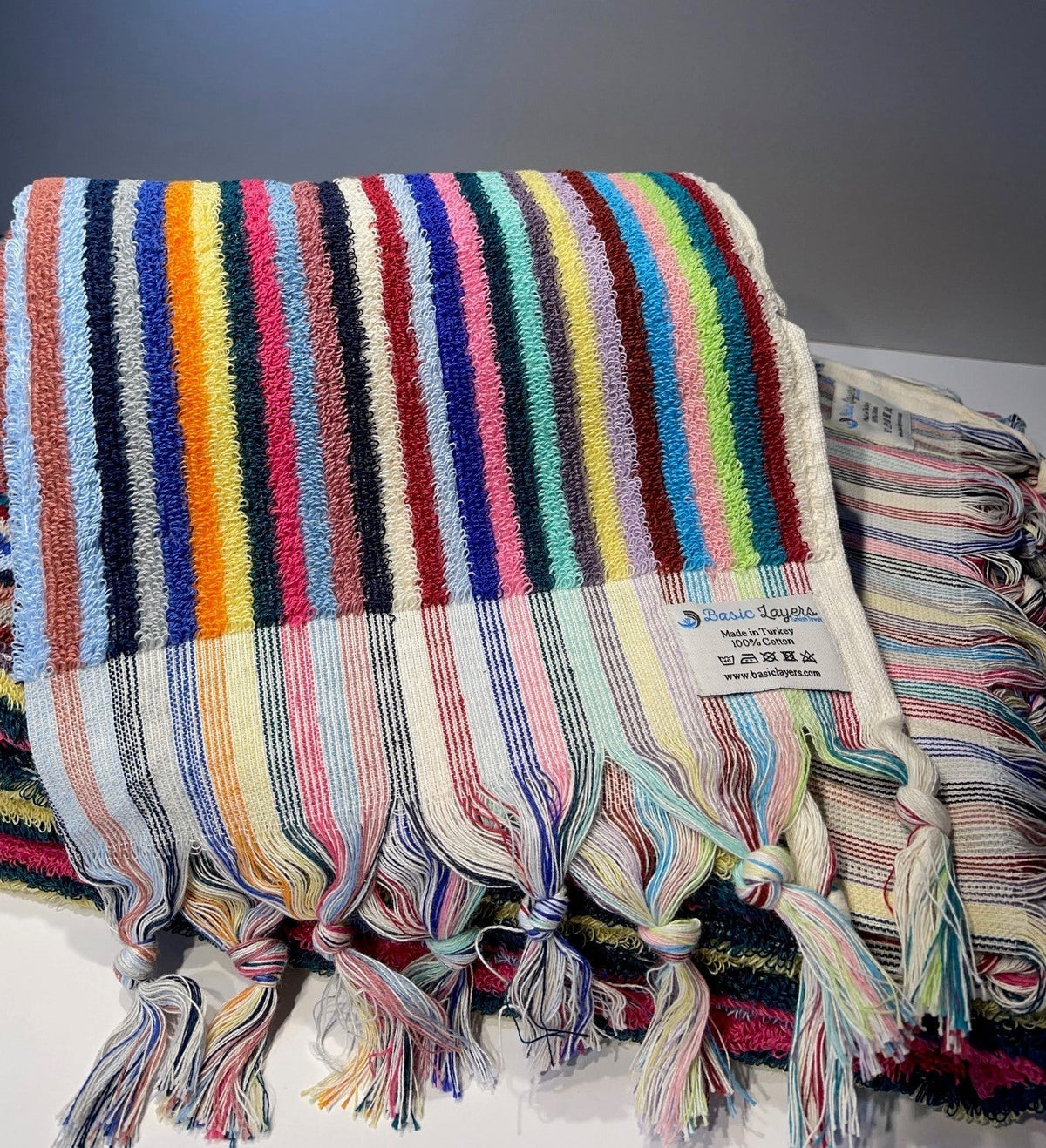 BUBBLE STRIPED TERRY HAND TOWEL-Hand Towels-DECOROLALA