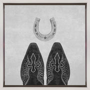 BW Cowboy Boots and Horseshoe Wall Art-canvas-DECOROLALA