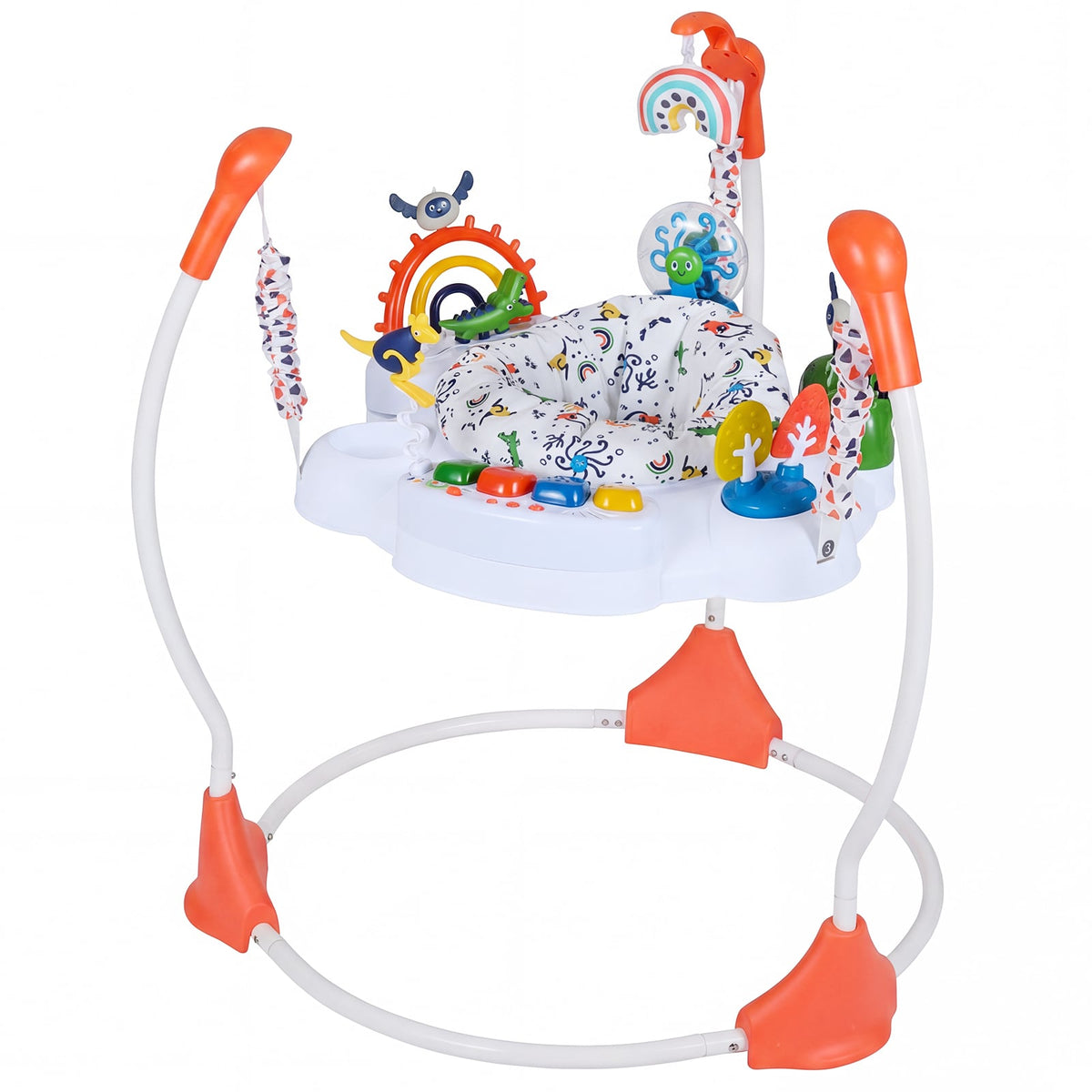 Baby Activity Center Baby Jumper and Bouncer with 6 Interactive Toys Lights and Music-Orange-Baby Gyms & Playmats-DECOROLALA