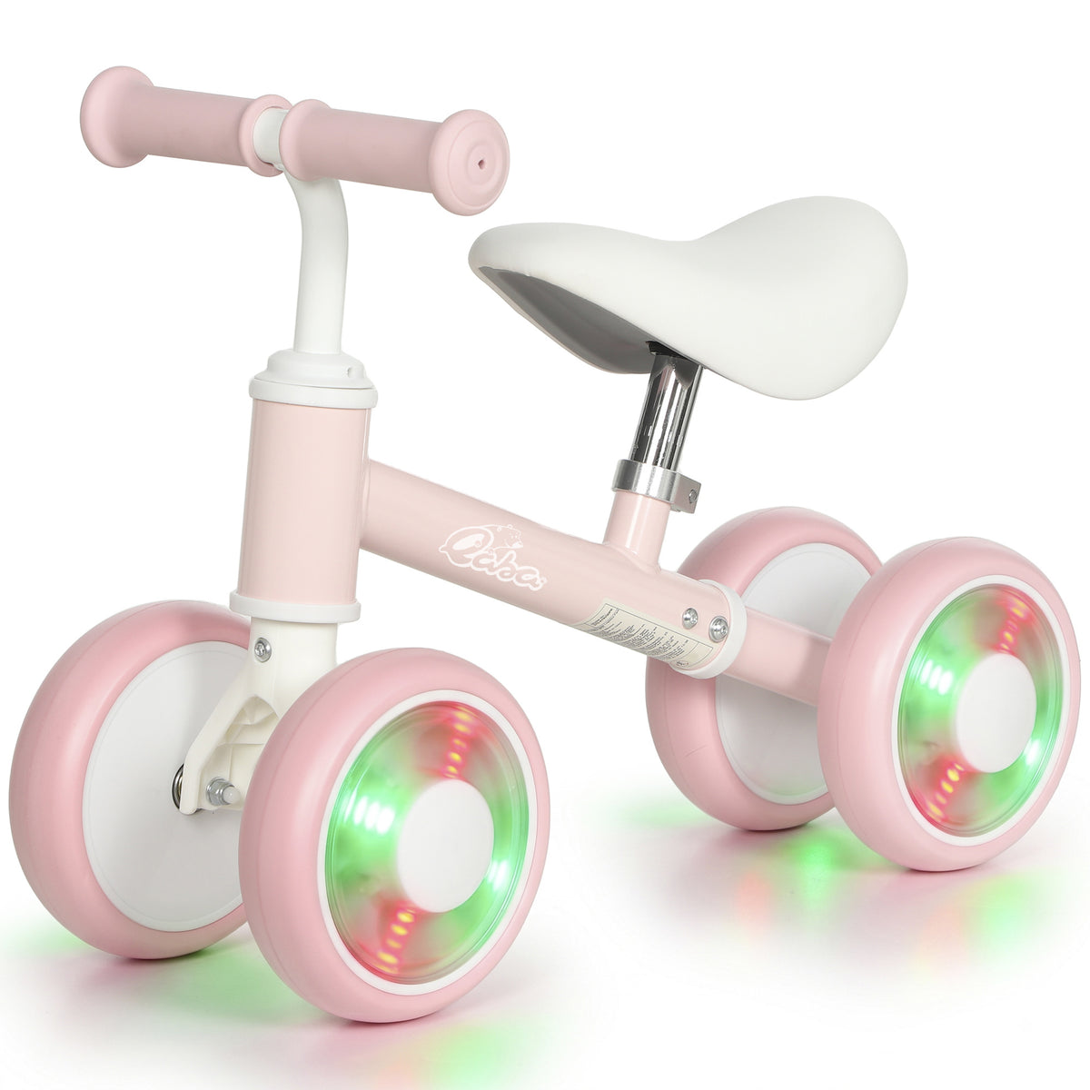 Baby Balance Bike for 12-24 Months Boys and Girls, Toddler Balance Bike with 4 Flashing Silent Wheels, Pink-Toys & Games > Baby & Toddler Toys > Riding & Rocking Toys-DECOROLALA
