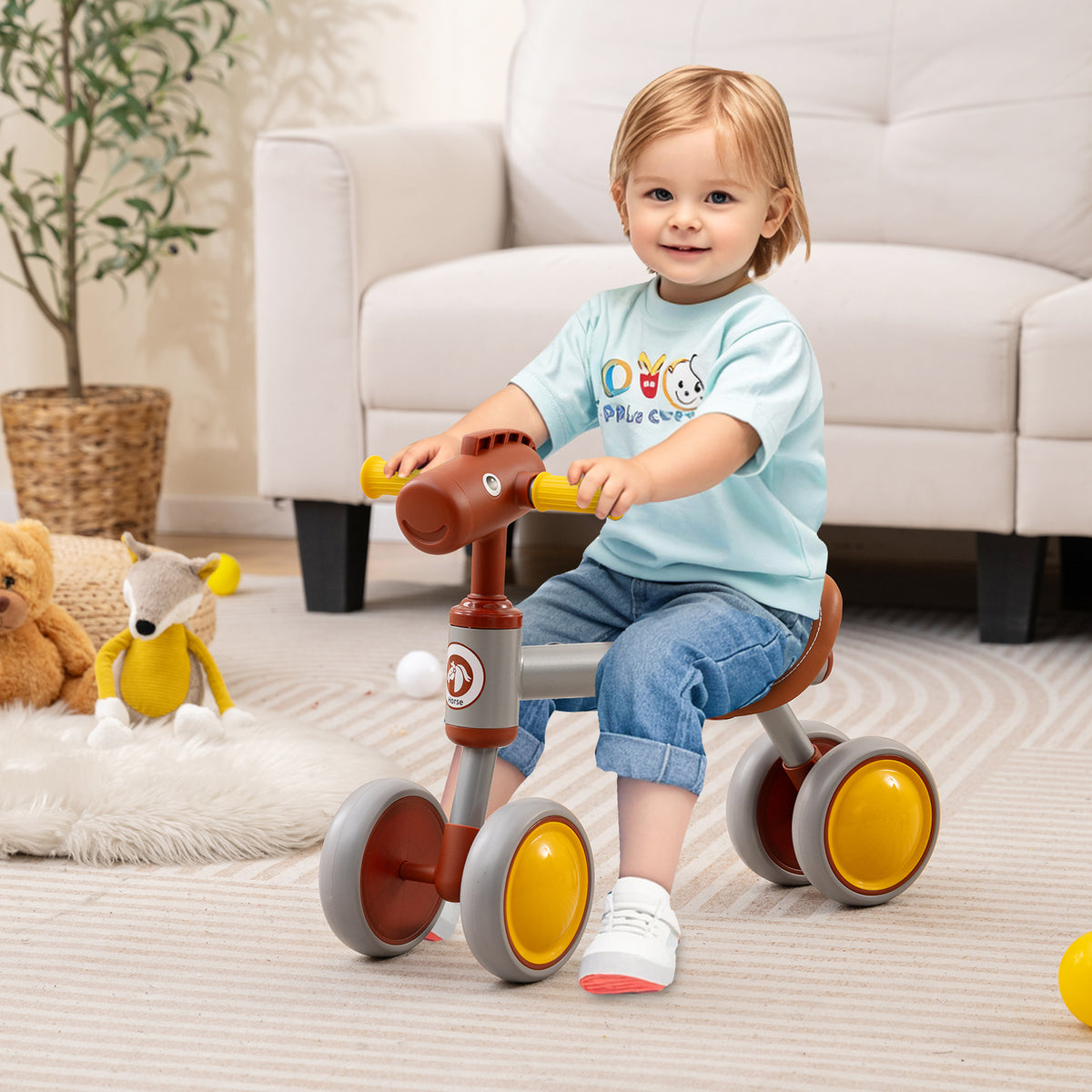 Draisienne pour bébé sans pédales à 4 roues - marron