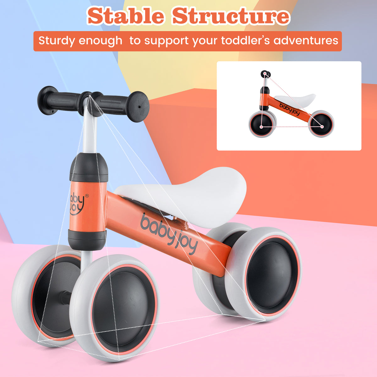 Baby Balance Bike for 2 Years Old Boys Girls No Pedal 4 Wheels