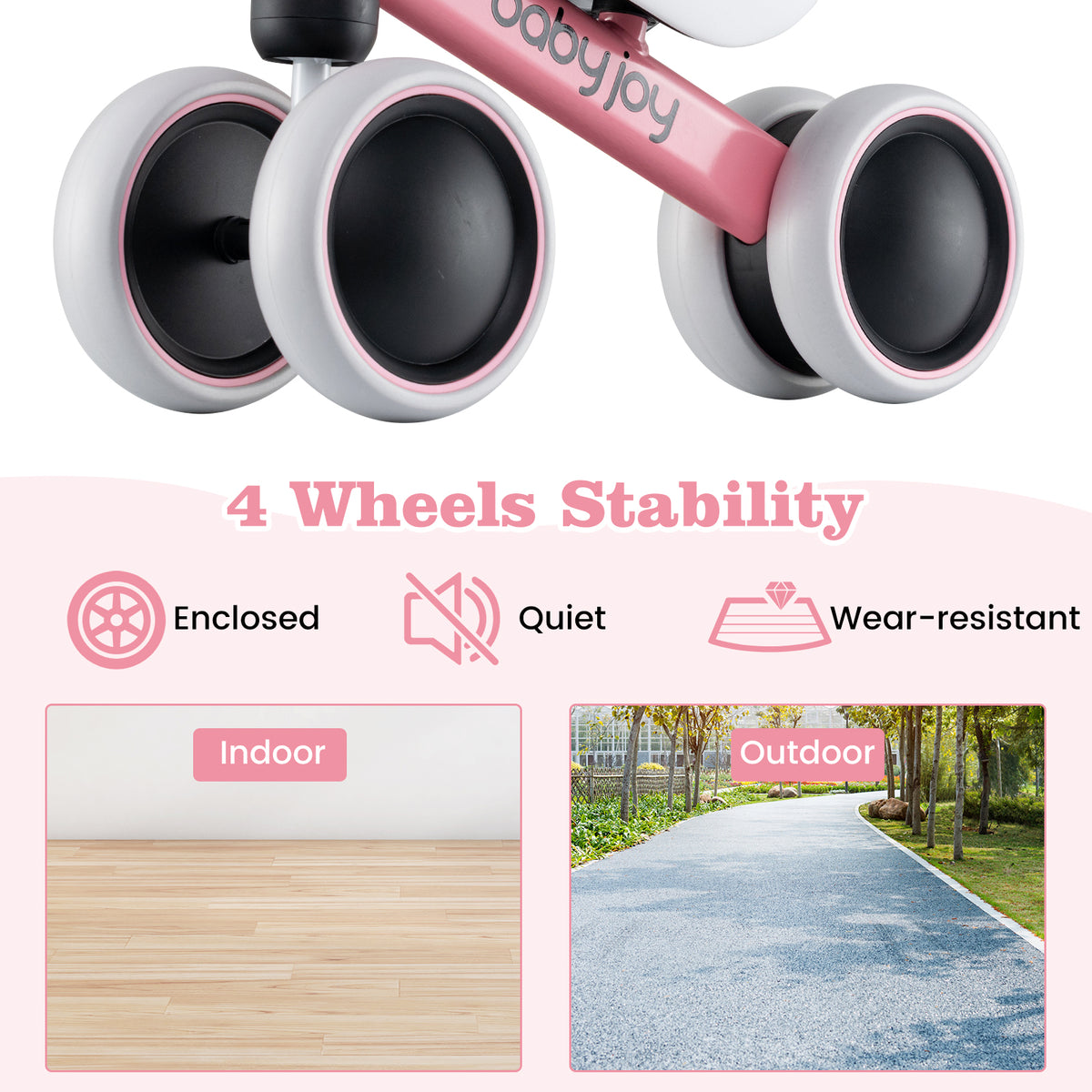 Baby Balance Bike for 2 Years Old Boys Girls No Pedal 4 Wheels