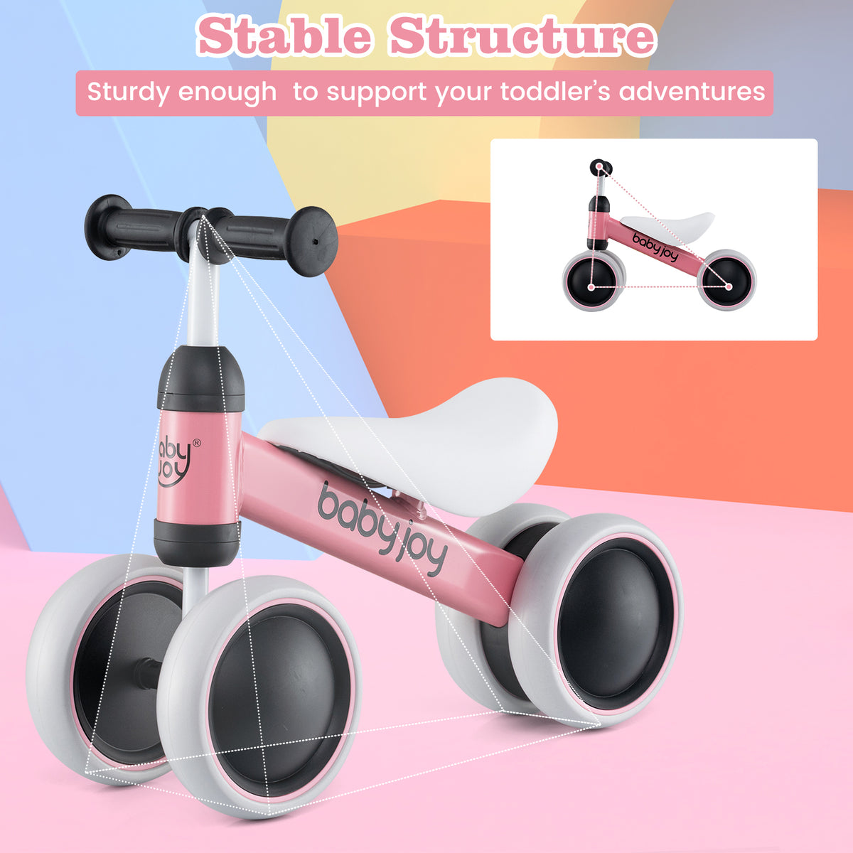 Baby Balance Bike for 2 Years Old Boys Girls No Pedal 4 Wheels