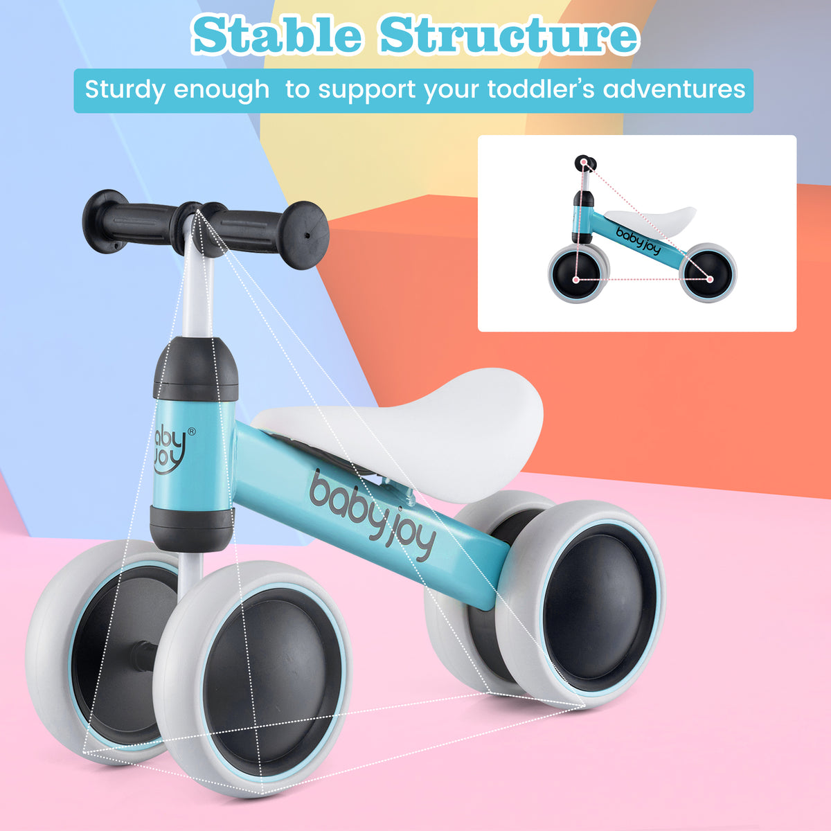 Baby Balance Bike for 2 Years Old Boys Girls No Pedal 4 Wheels