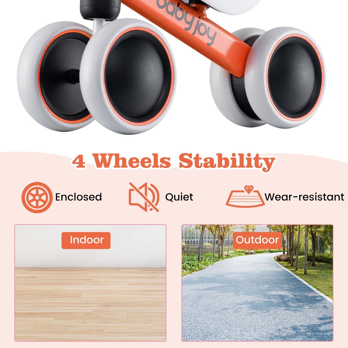 Baby Balance Bike for 2 Years Old Boys Girls No Pedal 4 Wheels
