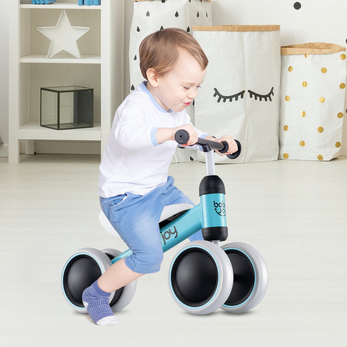 Baby Balance Bike for 2 Years Old Boys Girls No Pedal 4 Wheels