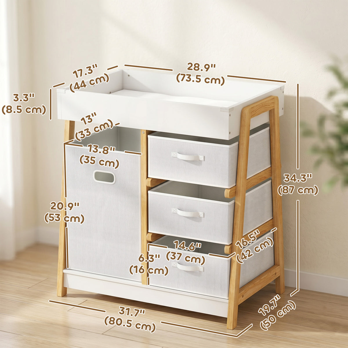 Baby Changing Table, Diaper Changing Station with Waterproof Pad, 3 Drawers and Large Basket for Newborn & Infant, White-Toys & Games > Toddler & Kids Furniture-DECOROLALA
