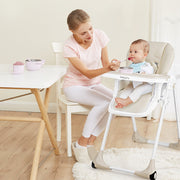 Baby Convertible High Chair with Wheels-Beige-High Chairs-DECOROLALA