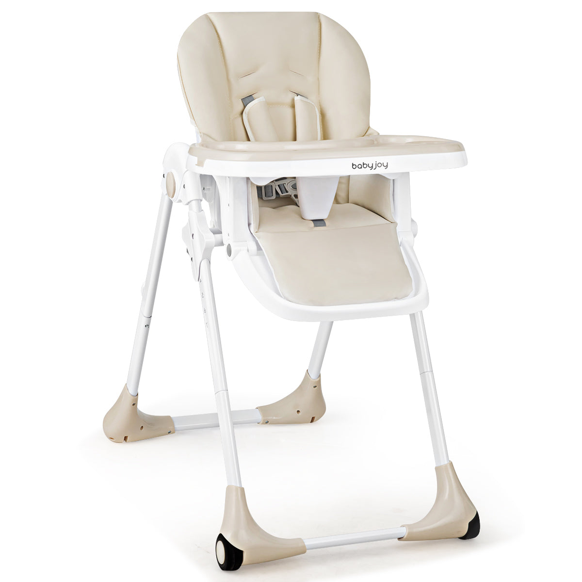 Baby Convertible High Chair with Wheels-Beige-High Chairs-DECOROLALA