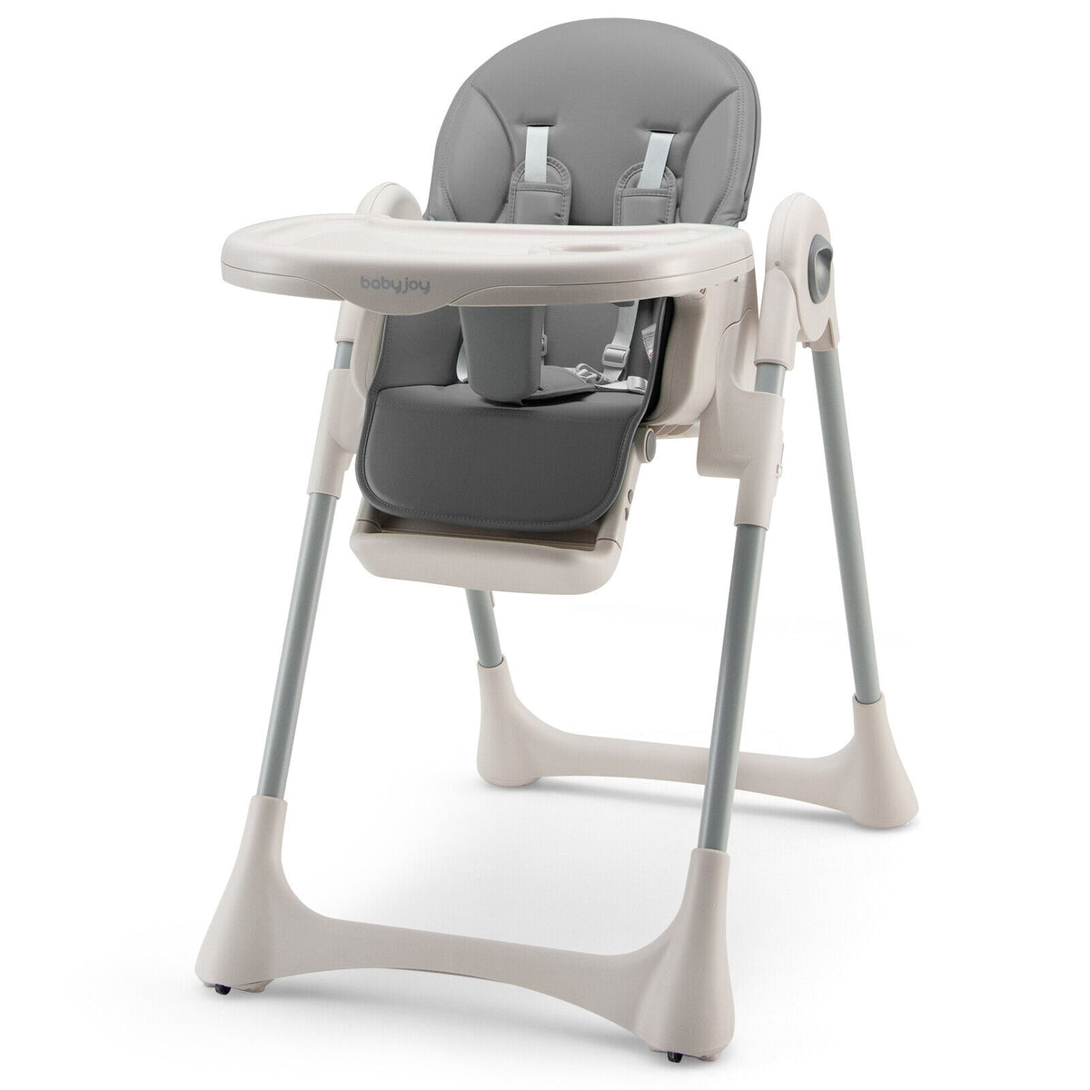 Baby Folding High Chair Dining Chair with Adjustable Height and Footrest-Gray-High Chairs-DECOROLALA