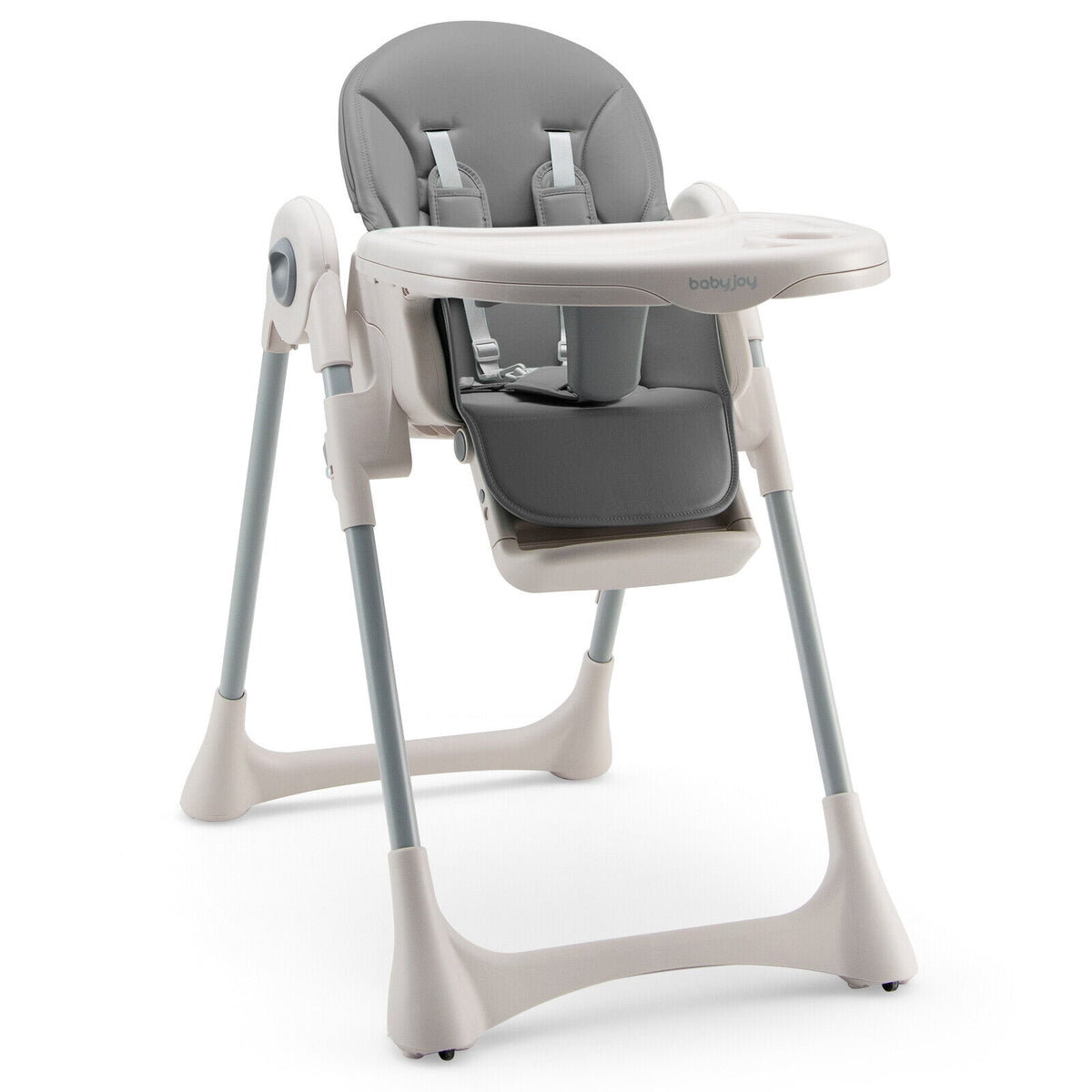 Baby Folding High Chair Dining Chair with Adjustable Height and Footrest-Gray-High Chairs-DECOROLALA