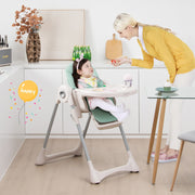 Baby Folding High Chair Dining Chair with Adjustable Height and Footrest-Green-High Chairs-DECOROLALA