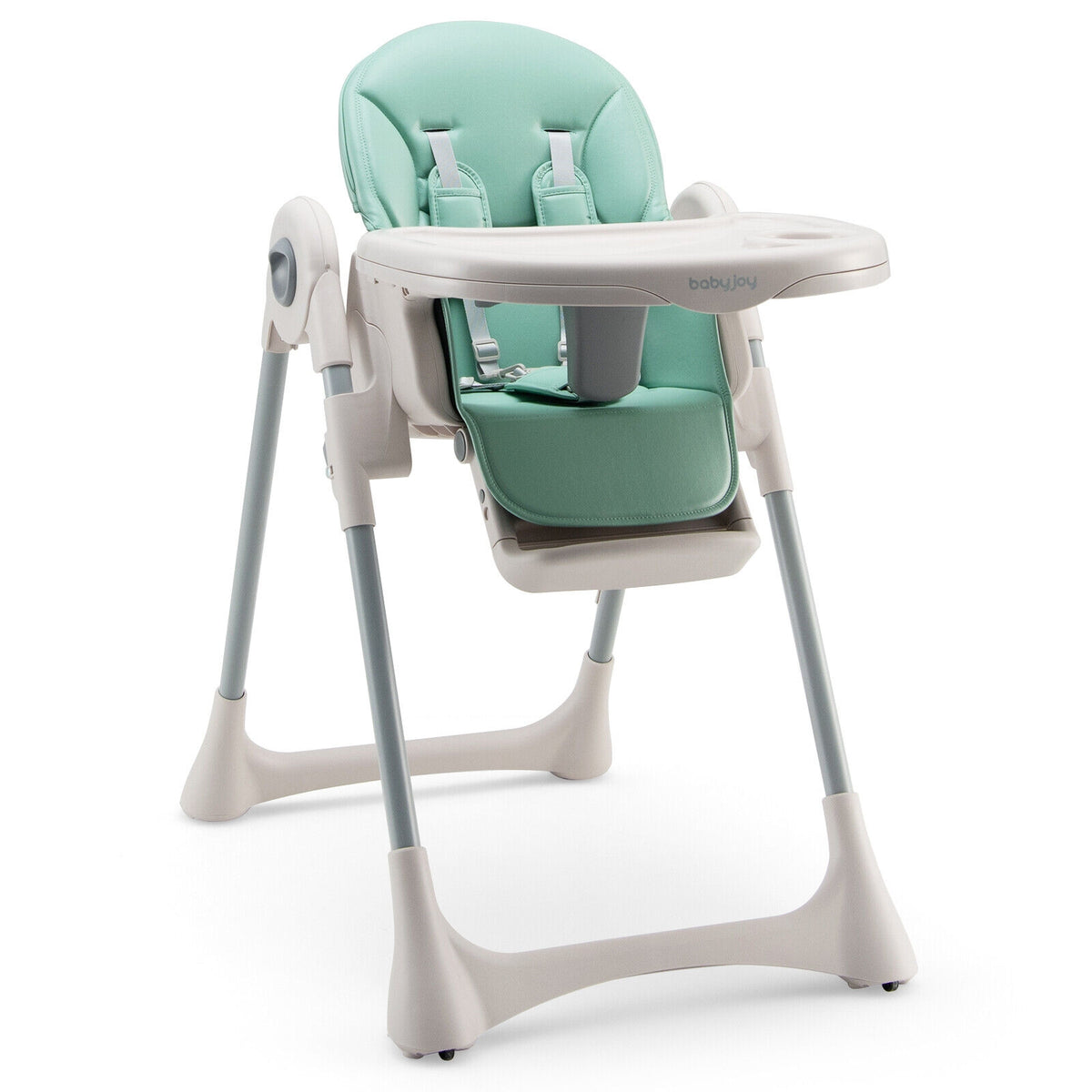 Baby Folding High Chair Dining Chair with Adjustable Height and Footrest-Green-High Chairs-DECOROLALA