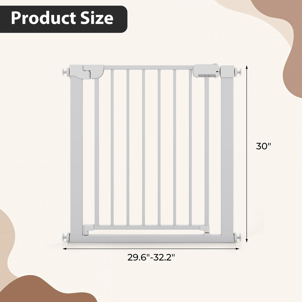Baby Gate for Stairs Pressure Mounted Auto-Close Door Gate-White-Pet Gates-DECOROLALA