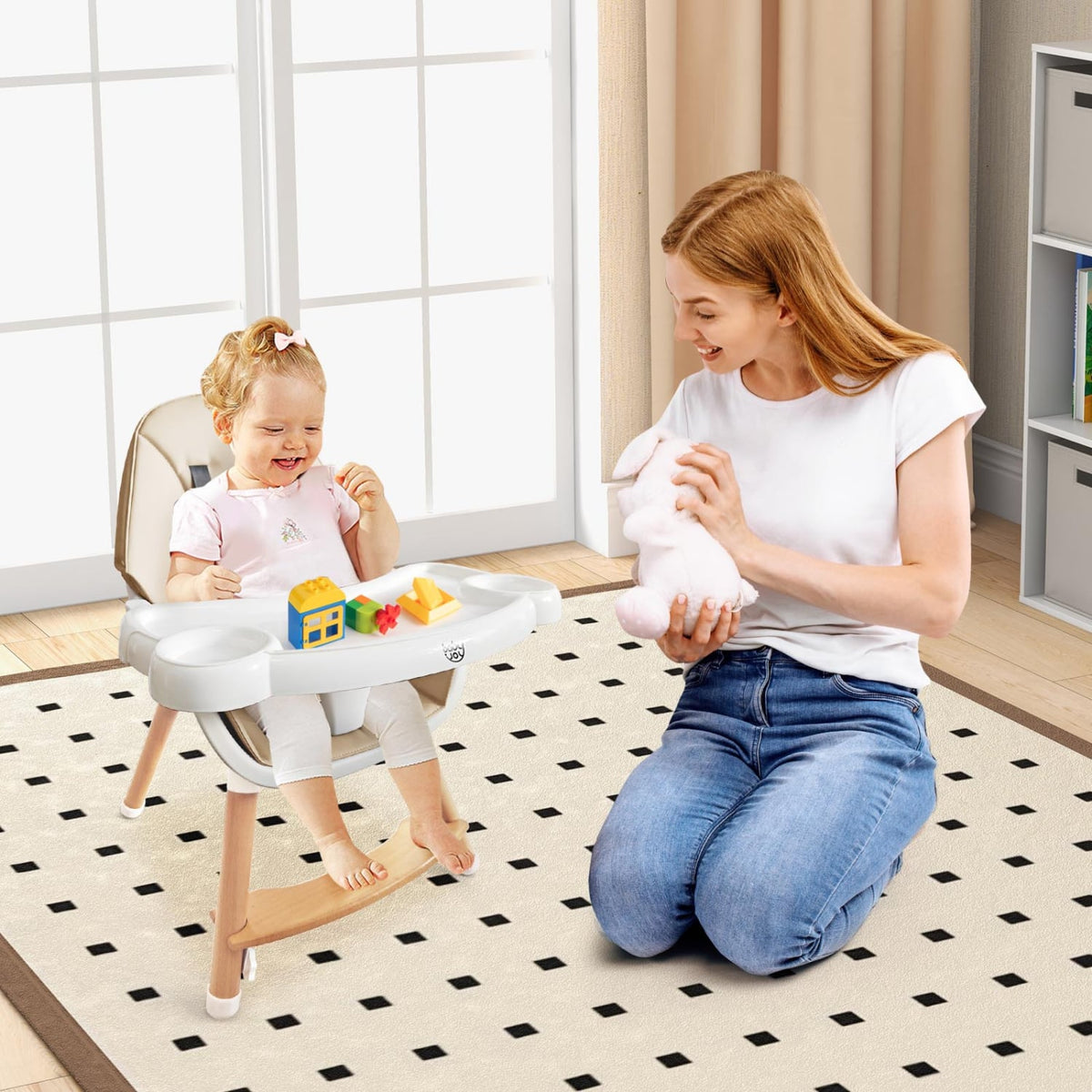 Baby High Chair with Dishwasher Safe Tray-Beige-High Chairs-DECOROLALA
