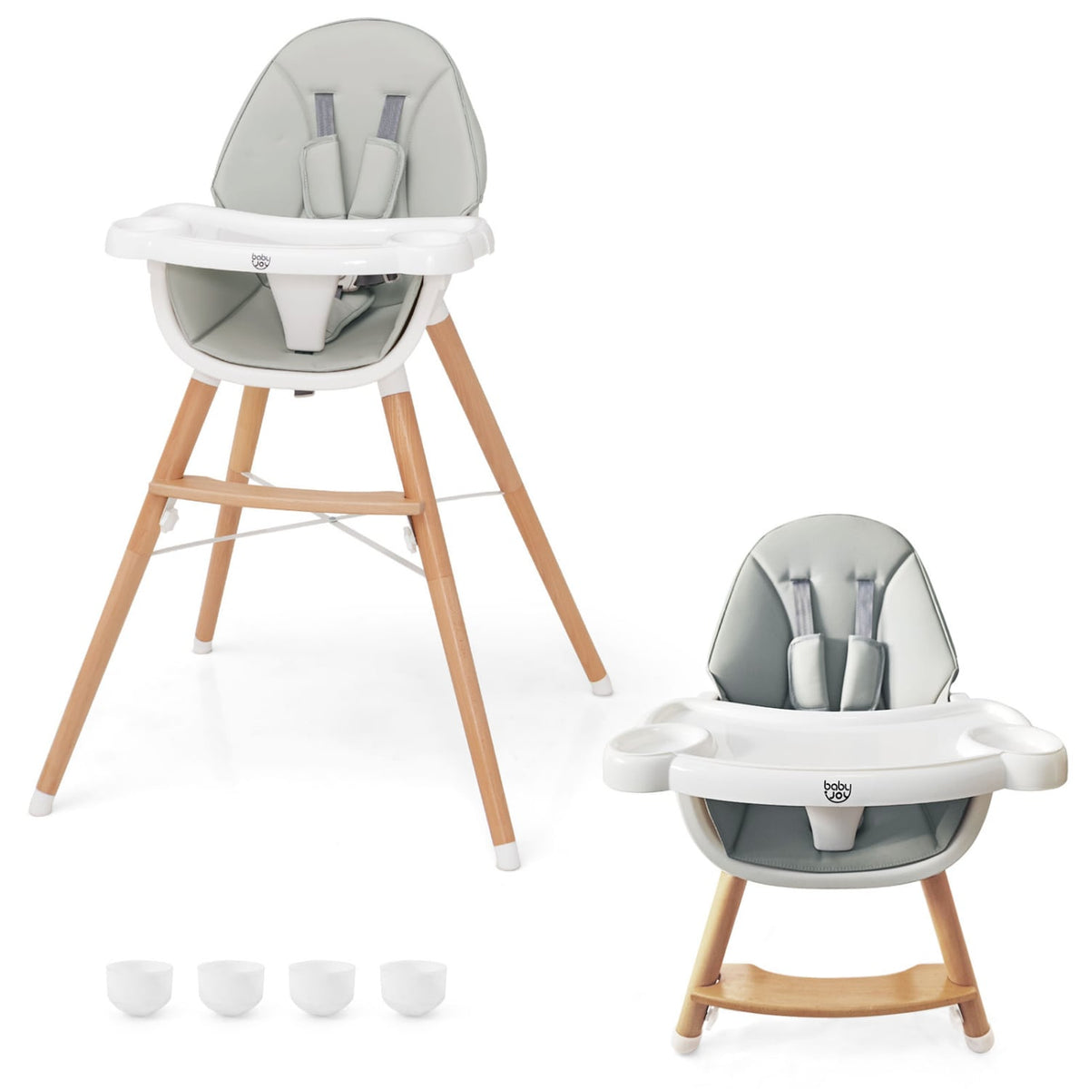 Baby High Chair with Dishwasher Safe Tray-Gray-High Chairs-DECOROLALA