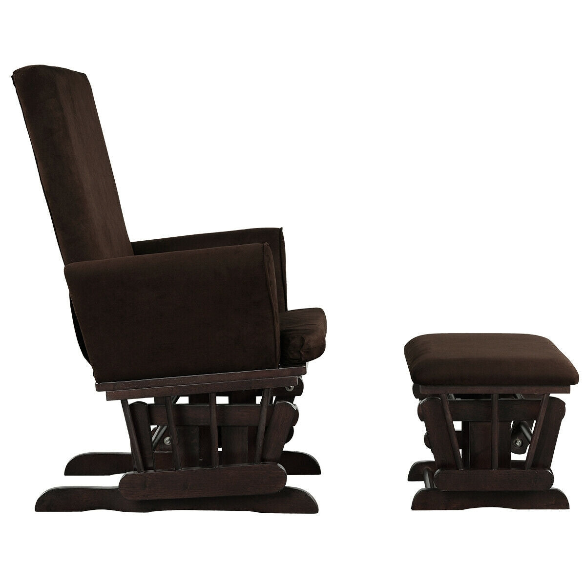 Baby Nursery Relax Rocker Rocking Chair Glider & Ottoman Set-Coffee-Recliners-DECOROLALA