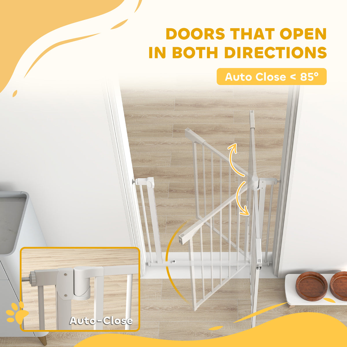 Baby & Pet Safety Gate - 30"-32" Wide Pressure Fit White-Dogs-DECOROLALA