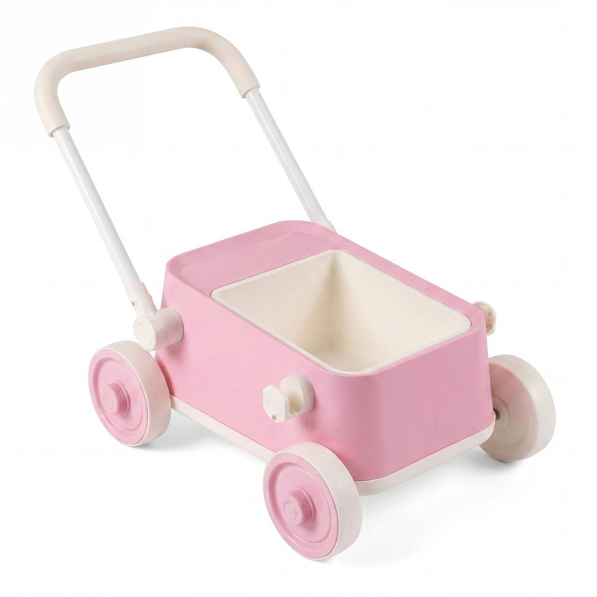 Baby Push Walker with Wheels and Foldable Handlebar and Storage Basket-Pink-Baby Activity Toys-DECOROLALA