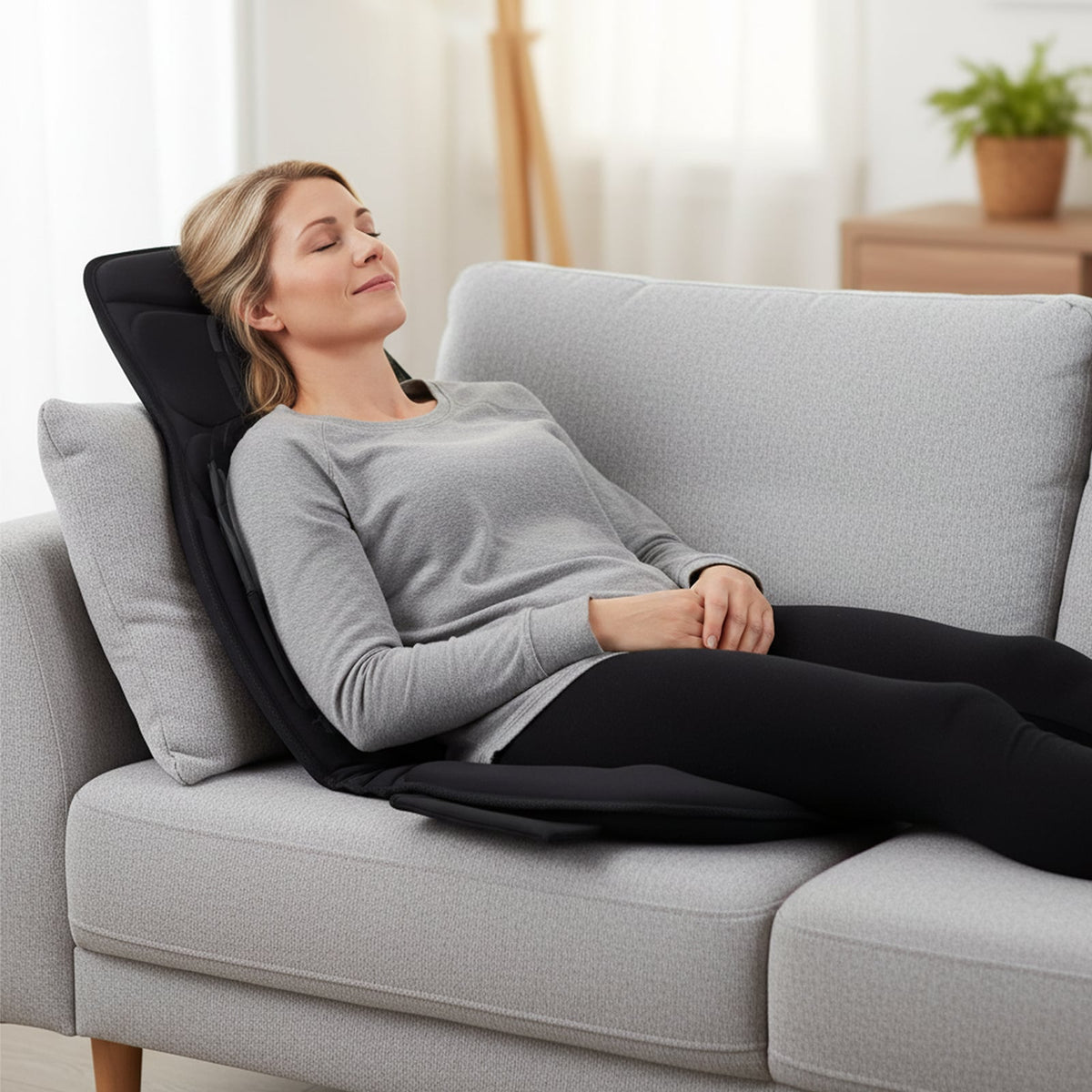 Back Massager Seat Cushion with Heat and 10 Vibration Motors for Pain Relief-Black-Back Massager-DECOROLALA