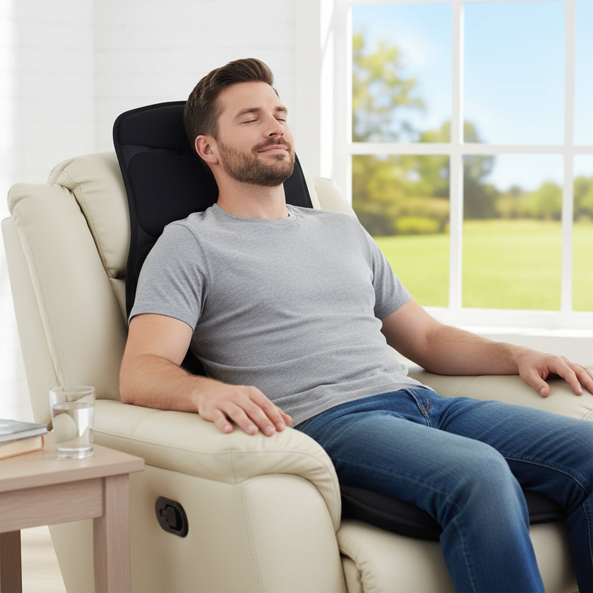 Back Massager Seat Cushion with Heat and 10 Vibration Motors for Pain Relief-Black-Back Massager-DECOROLALA