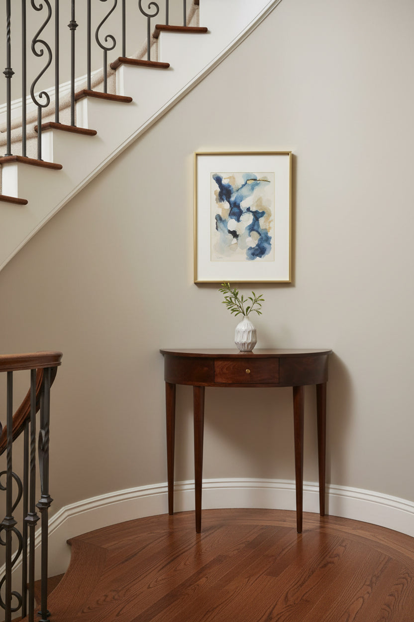 Backless Mounted Console Table - Chestnut Solid Mango Wood-Coffee Table-DECOROLALA