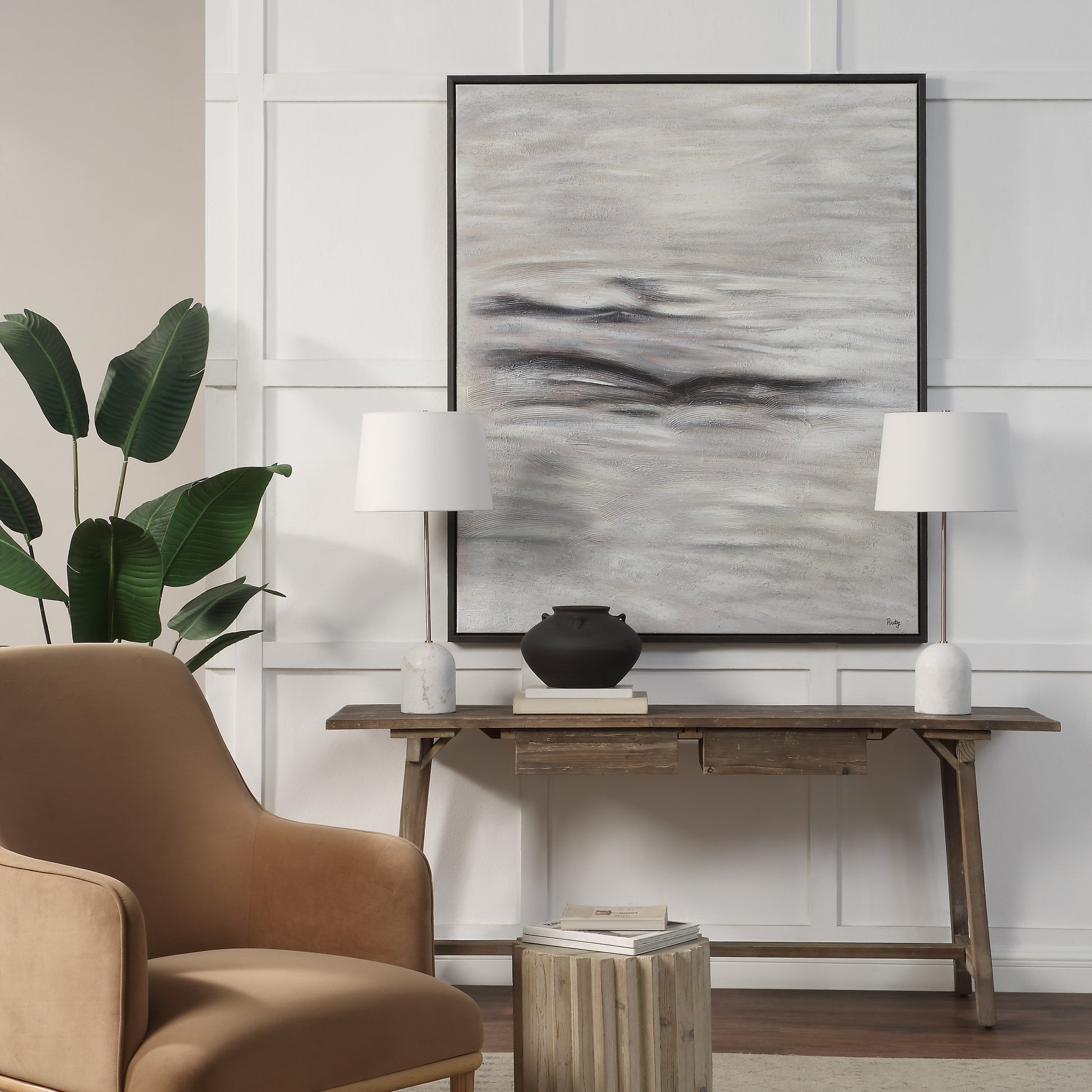 Baelish 60" H x 50" W Canvas Art, Grey-Canvas Art-DECOROLALA