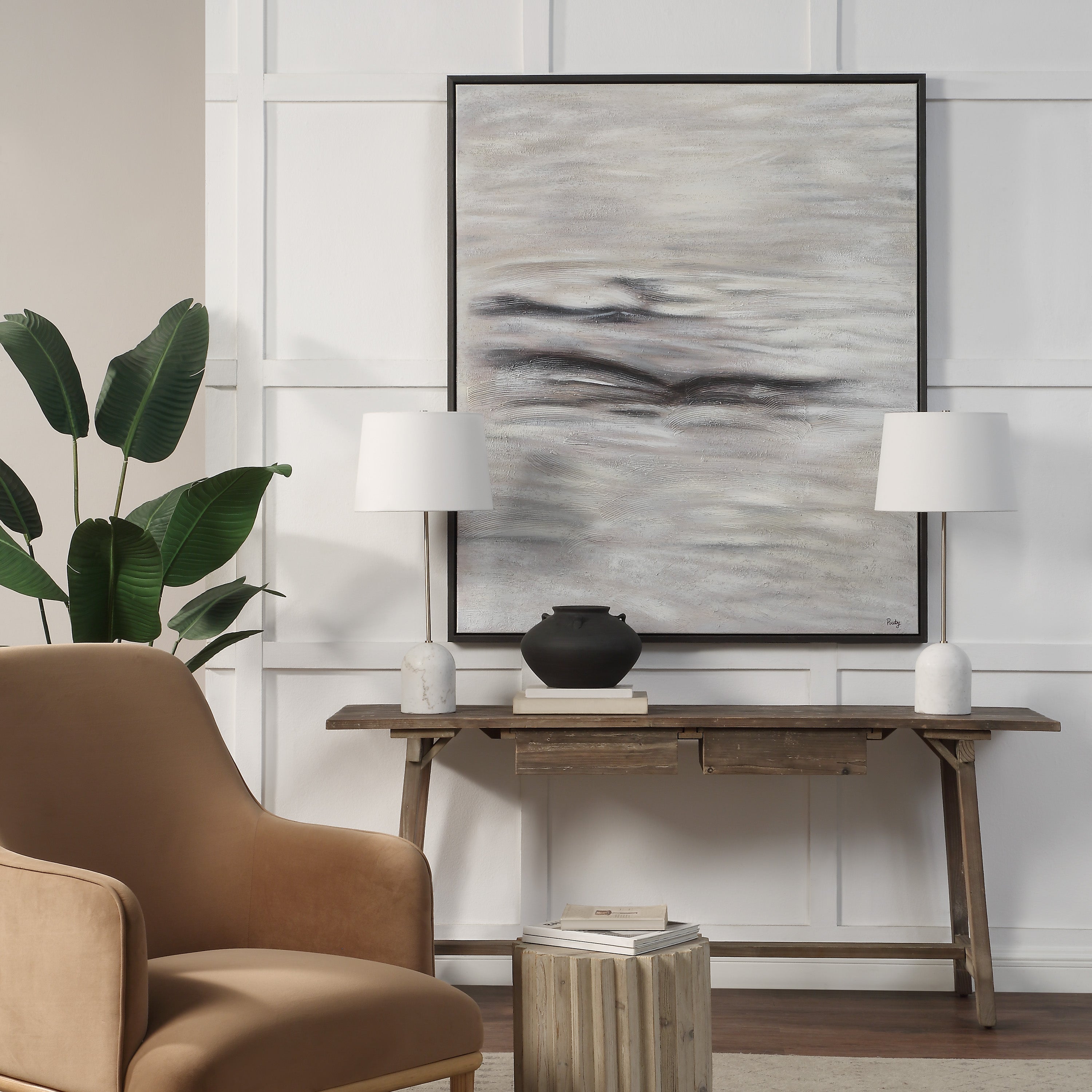 Baelish 60" H x 50" W Canvas Art, Grey-Canvas Art-DECOROLALA