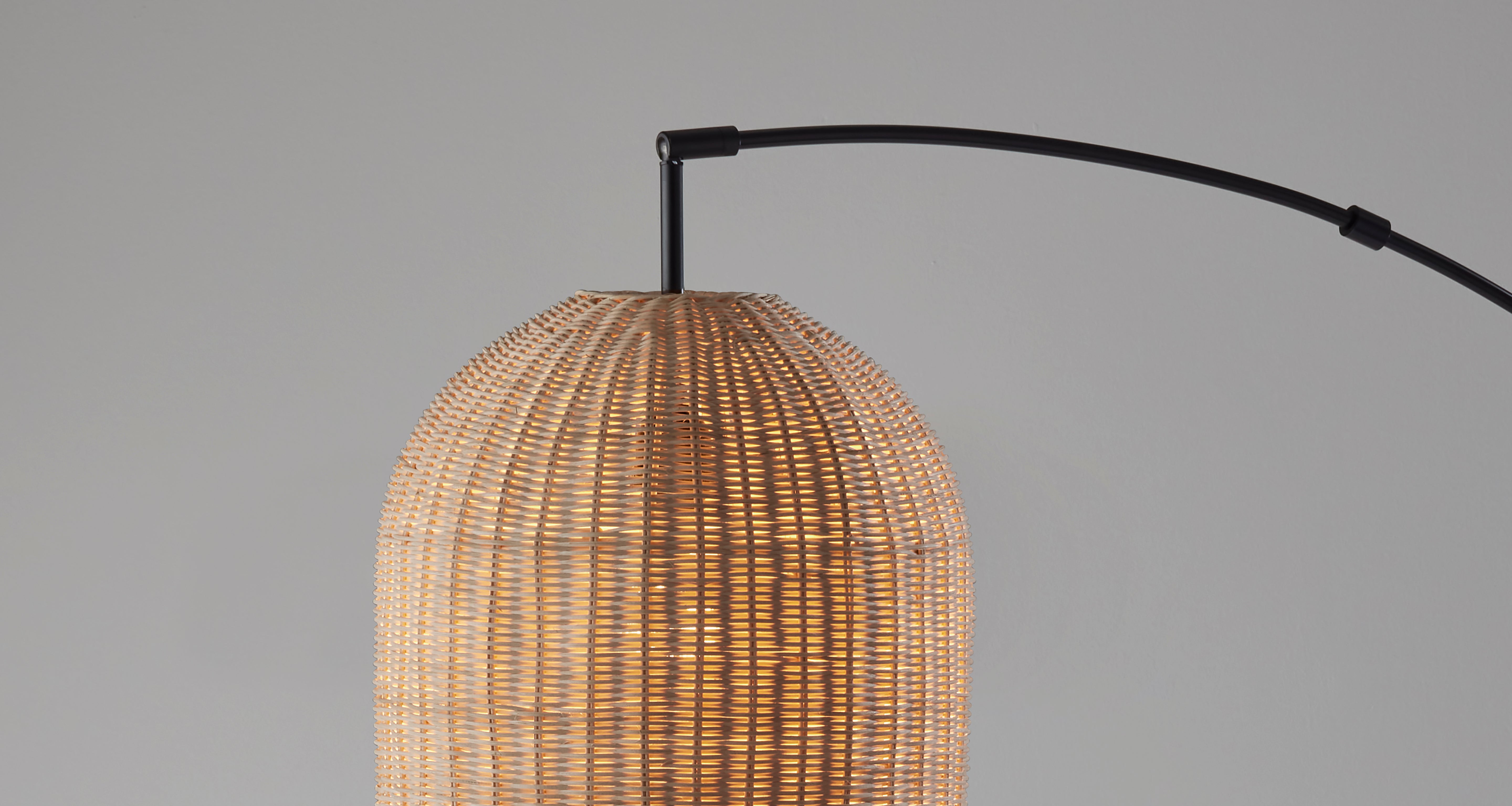 Bahama Arc Lamp 80" Rattan Floor Lamp - Bronze-Lighting-DECOROLALA