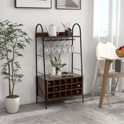 Baker's Rack with Detachable Wine Rack and 5 Rows of Stemware Holder-Rustic Brown-Wine Racks-DECOROLALA