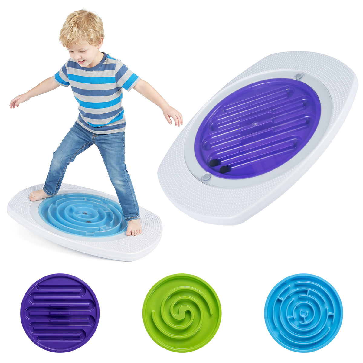 Labyrinthe sur planche d’équilibre pour enfants avec 3 disques de labyrinthe et une capacité de 140 lbs
