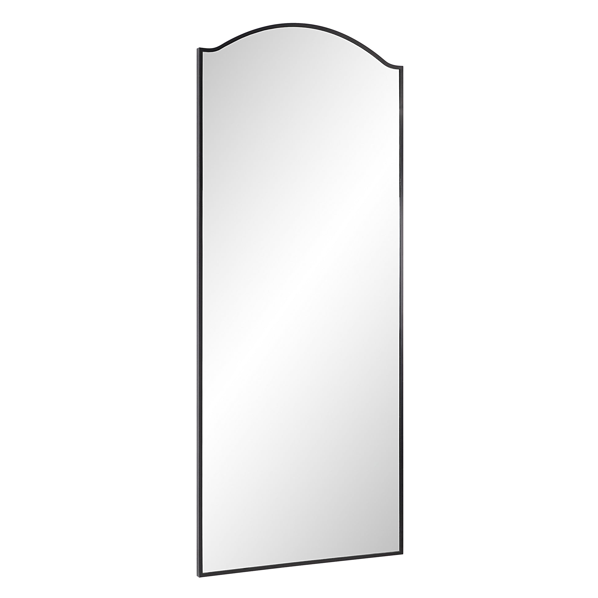 Balina 72" Tall Rectangular Arch Mirror, Matte Black-Leaner-DECOROLALA