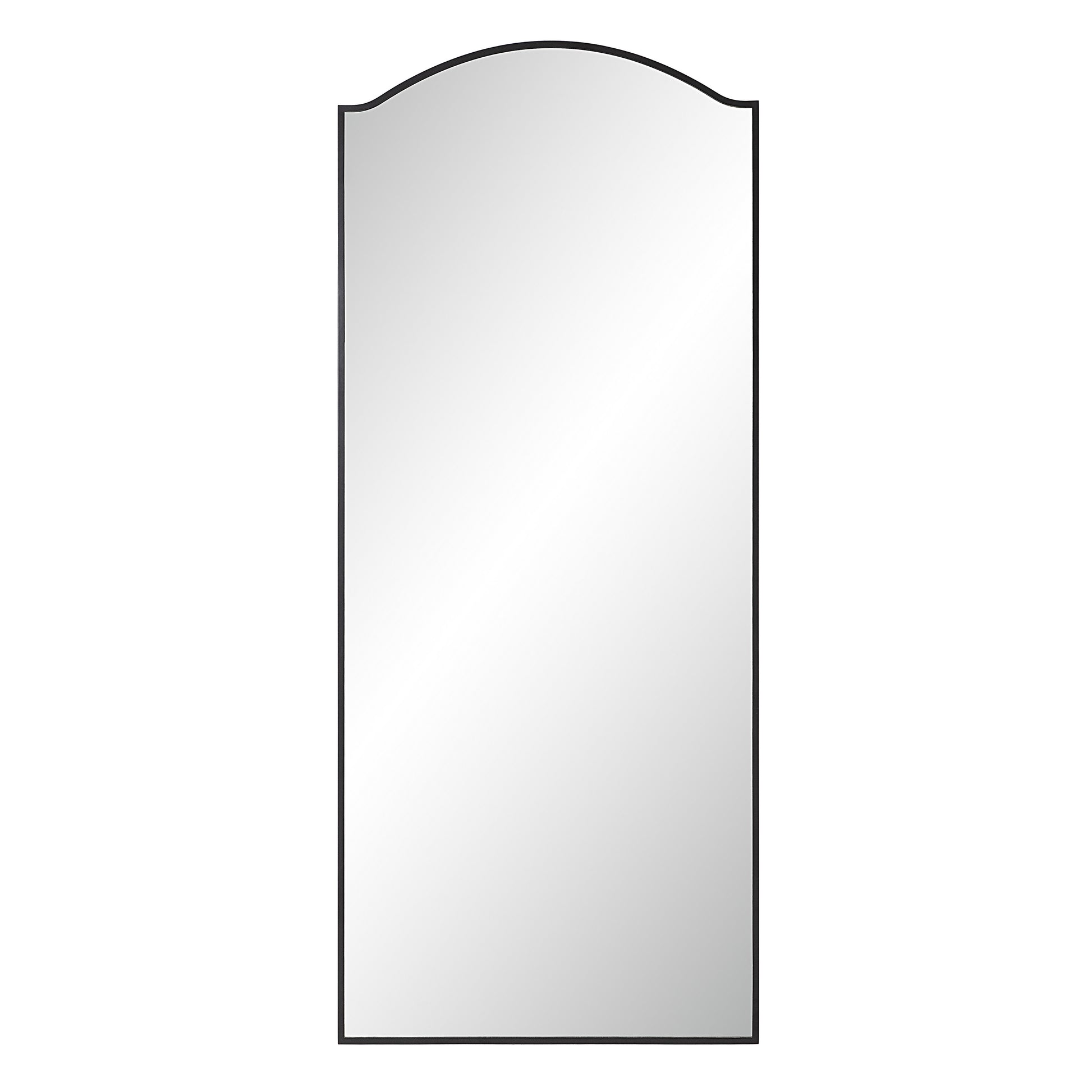 Balina 72" Tall Rectangular Arch Mirror, Matte Black-Leaner-DECOROLALA