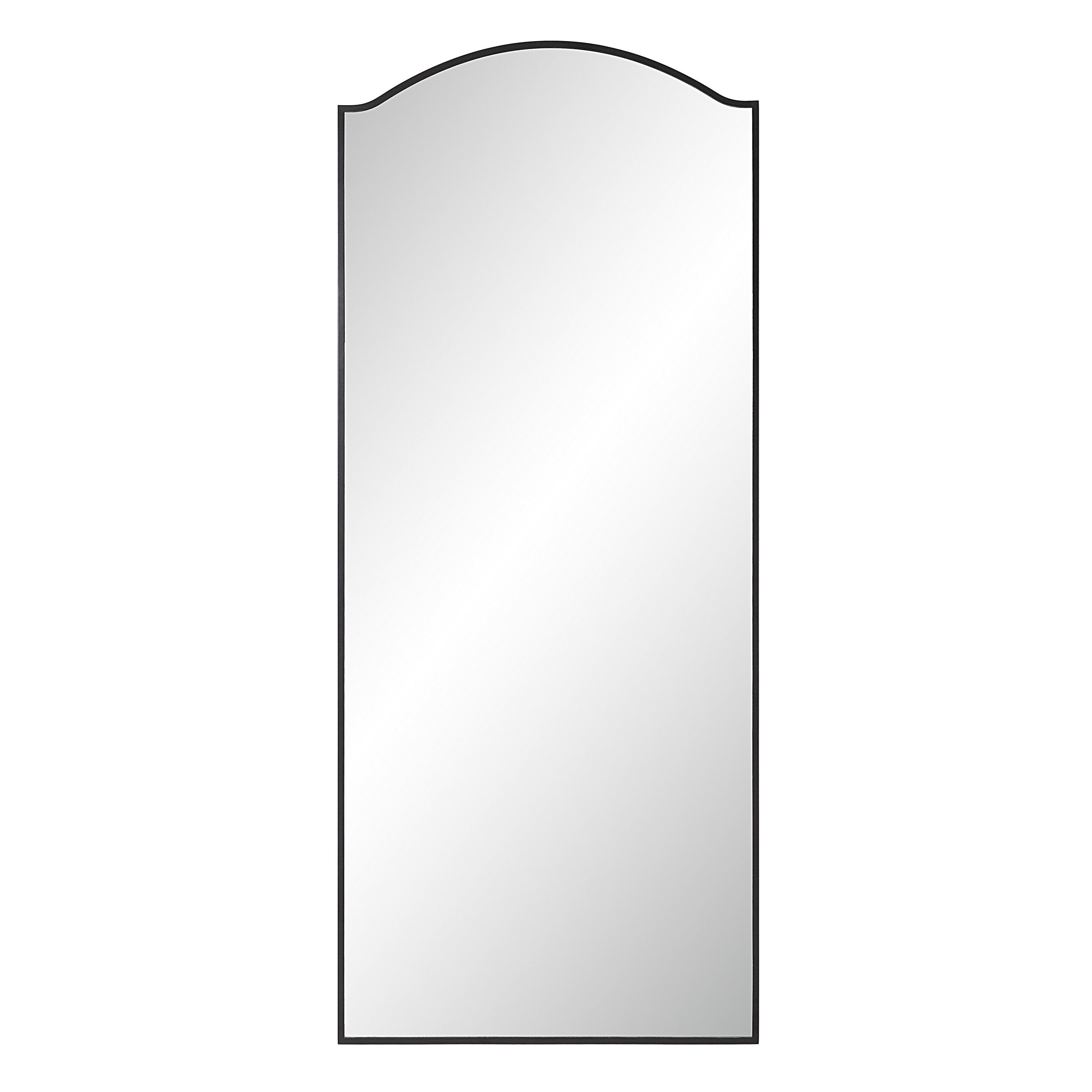 Balina 72" Tall Rectangular Arch Mirror, Matte Black-Leaner-DECOROLALA