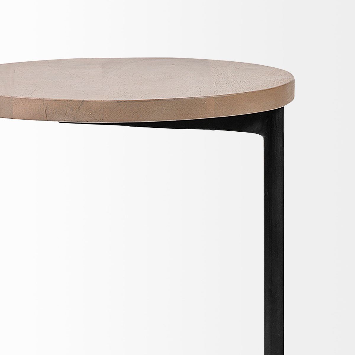 Ballatine 15L x 15W x 27H Brown Wood Round Top w/ Black Metal Base Accent Table-Accent Tables-DECOROLALA