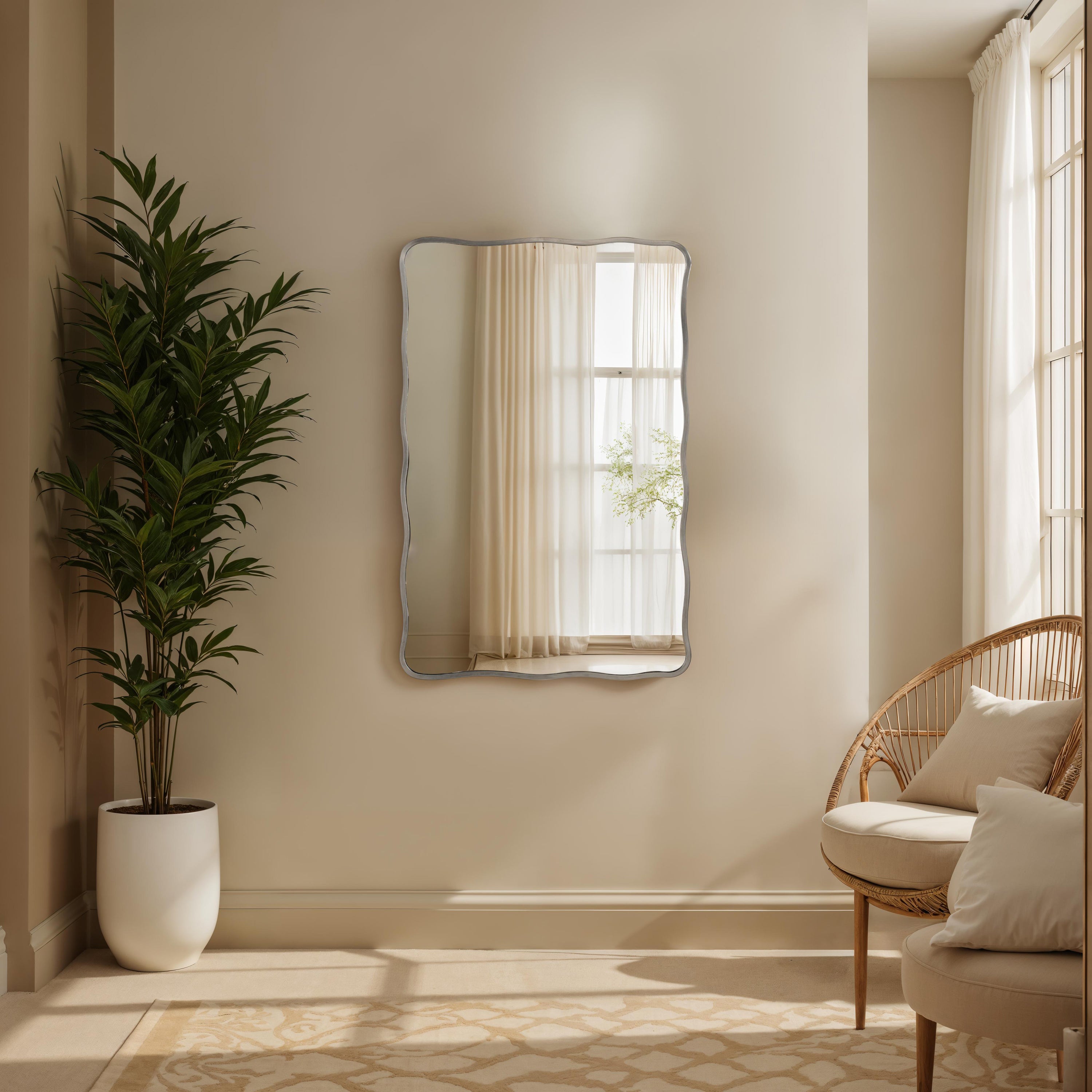 Balsa 36" H x 24" W Wall Mirror, Silver-Mirror-DECOROLALA