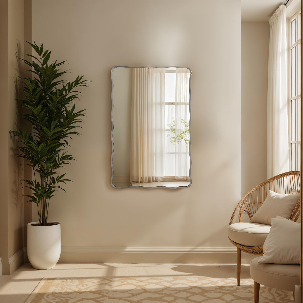 Balsa 36" H x 24" W Wall Mirror, Silver-Mirrors-DECOROLALA