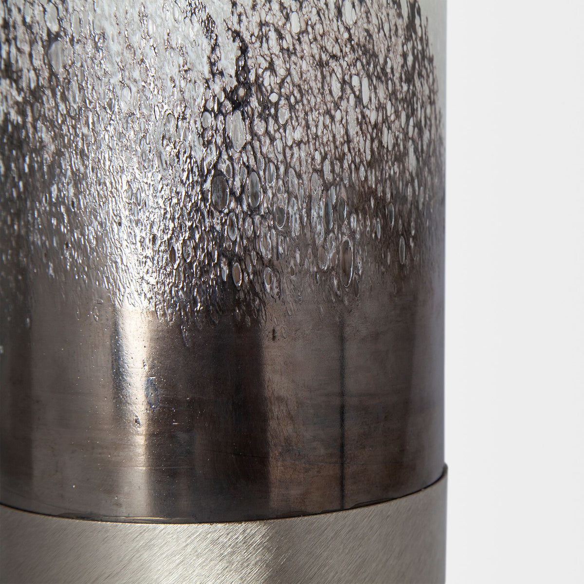 Baltic I Tall White Brushed Silver Metal Bottom Glass Vase-Vase-DECOROLALA