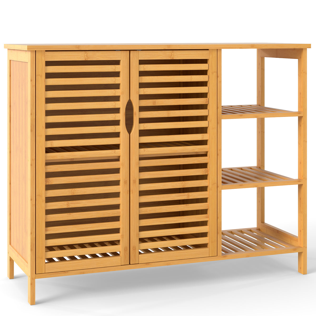 Bamboo Bathroom Cabinet - Natural 2-Door Storage Organizer 40"-Floor Cabinets-DECOROLALA