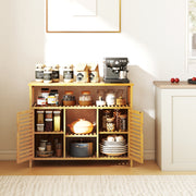 Bamboo Bathroom Cabinet - Natural 39.5" Storage Shelves & Doors-Floor Cabinets-DECOROLALA