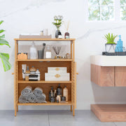Bamboo Bathroom Floor Cabinet - Natural 25" Storage Cupboard-Floor Cabinets-DECOROLALA