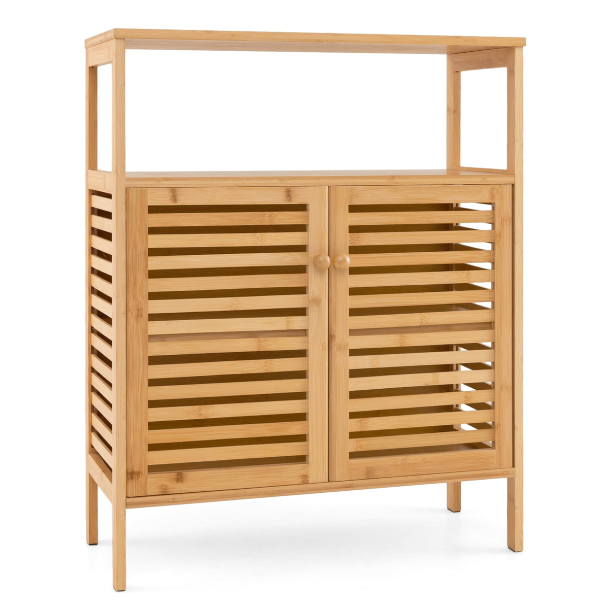 Bamboo Bathroom Floor Cabinet - Natural 25" Storage Cupboard-Floor Cabinets-DECOROLALA