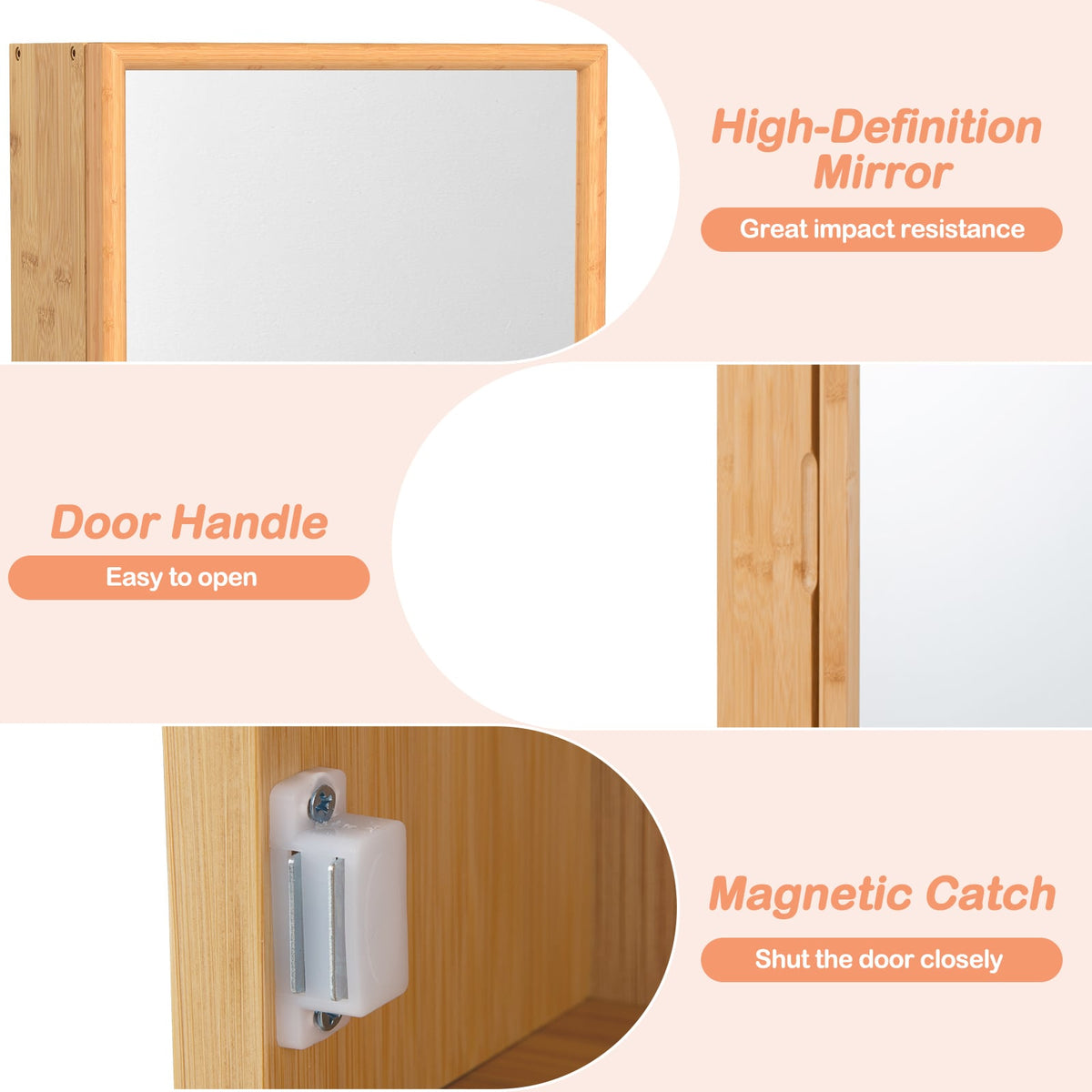 Bamboo Medicine Cabinet with Mirror Door - Natural 14" x 24"-Wall Cabinets-DECOROLALA