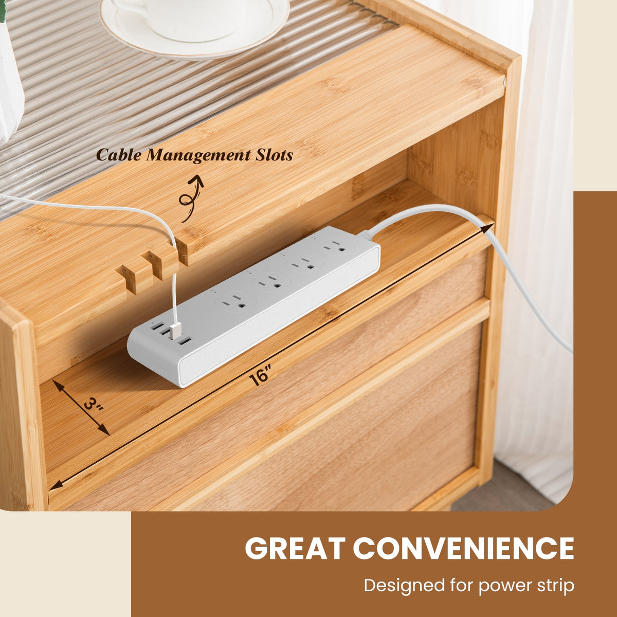 Bamboo Rattan Nightstand with Drawer and Solid Wood Legs-Natural-Nightstands-DECOROLALA